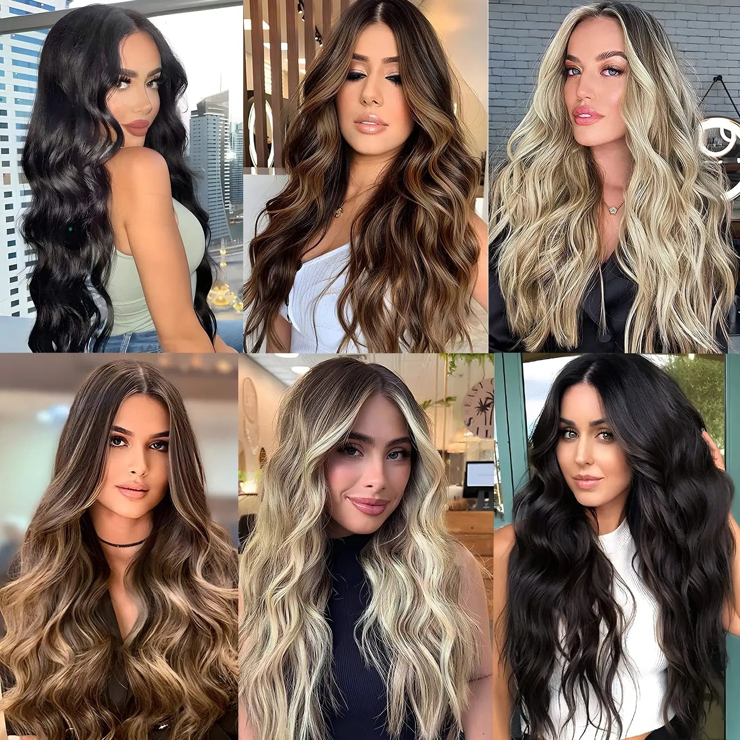 Clip in Hair Extensions 4PCS Thick Hairpieces Long Wavy Clip in Hair Piece Full Head Synthetic Fiber Hair Extensions for Women