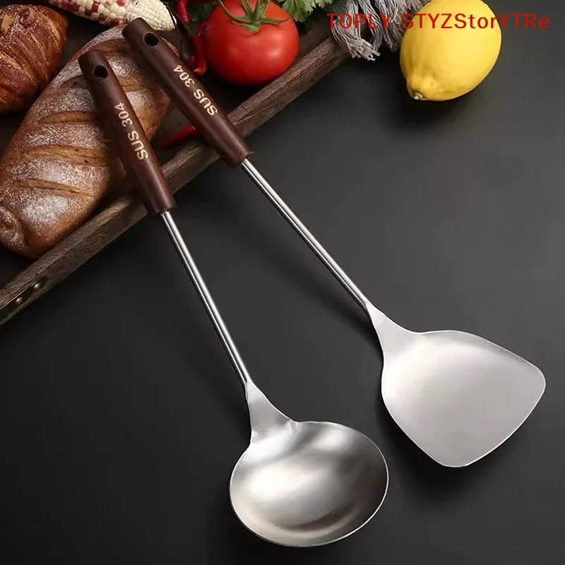 Kitchen Companion Iron Wok Spatula & Ladle; Ideal for Cooking with Stainless Steel Equipment