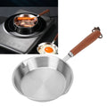 12/16cm Kitchen Frying Pan Stainless Steel Egg Pan Wooden Handle for Household Restaurant Induction Cooker Kitchen Cookware