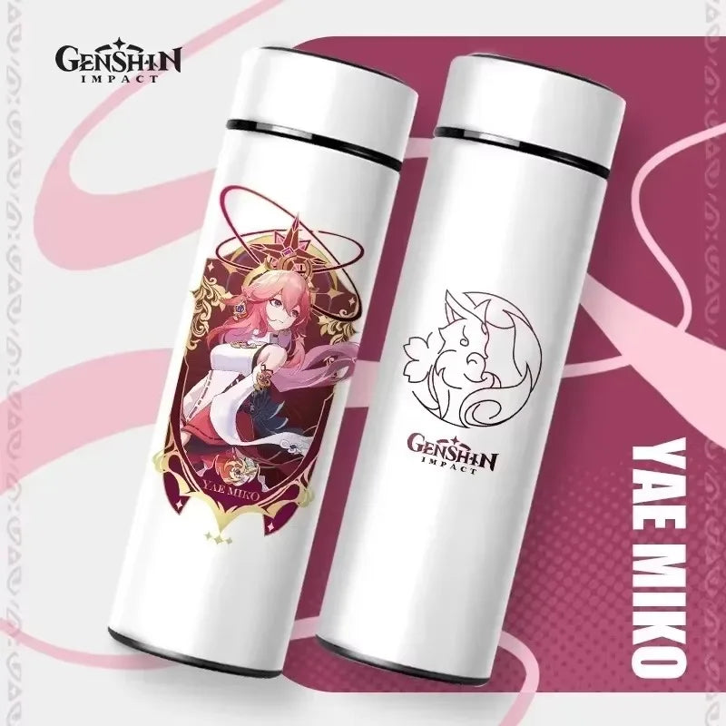 500ml Genshin Impact Vacuum Flasks Temperature Display Thermoses Large Capacity Stainless Steel Cup Insulated Cup Home Drinkware