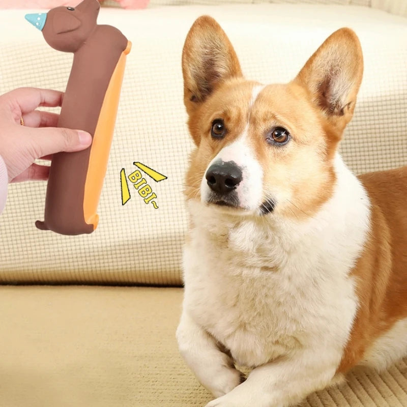 Dog Chewing Toy Simulated Dachshund Squeaky Bite Resistant Puppy Toy Training Silicone Teeth Cleaning Dog Toy Supplies