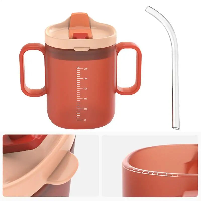 300ml Elderly Care Cup PP Water Cup With Handles Mugs With Straw Unspillable Cup Anti-choking Recovery Feeding Cup Drinking Cup