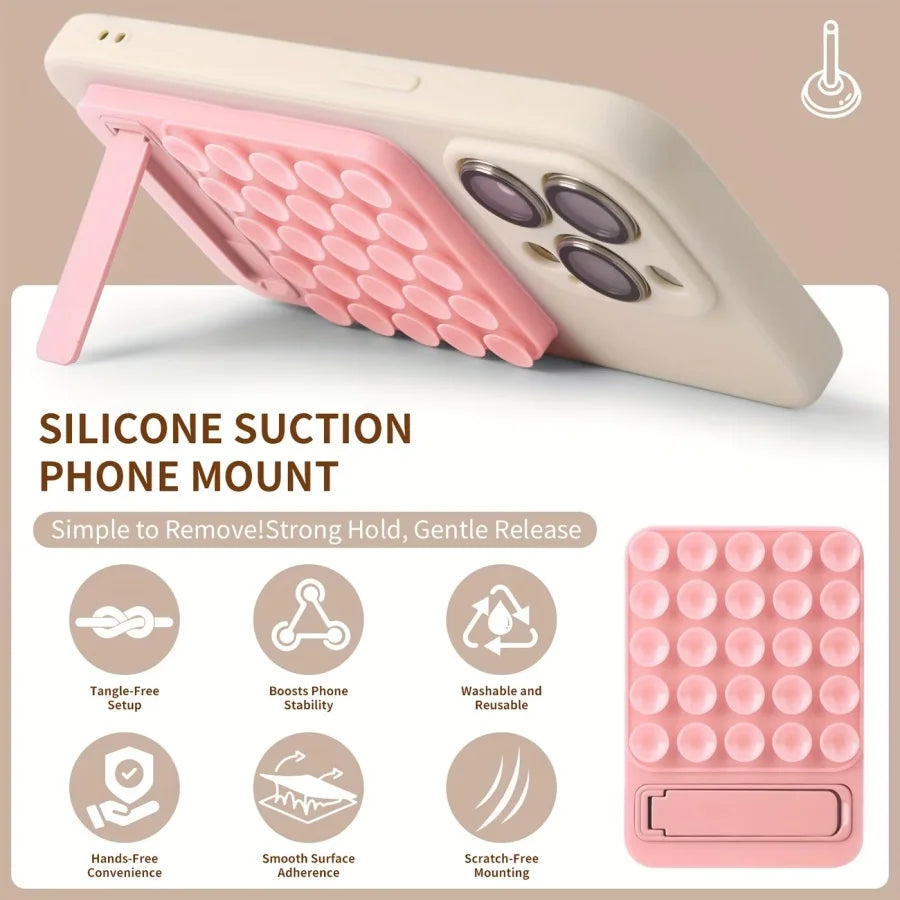 Multifunctional Phone Stand | Sturdy Metal Stand With Strong Silicone Suction Cup | Hands-free Multi-scene Phone Stand With Adhe