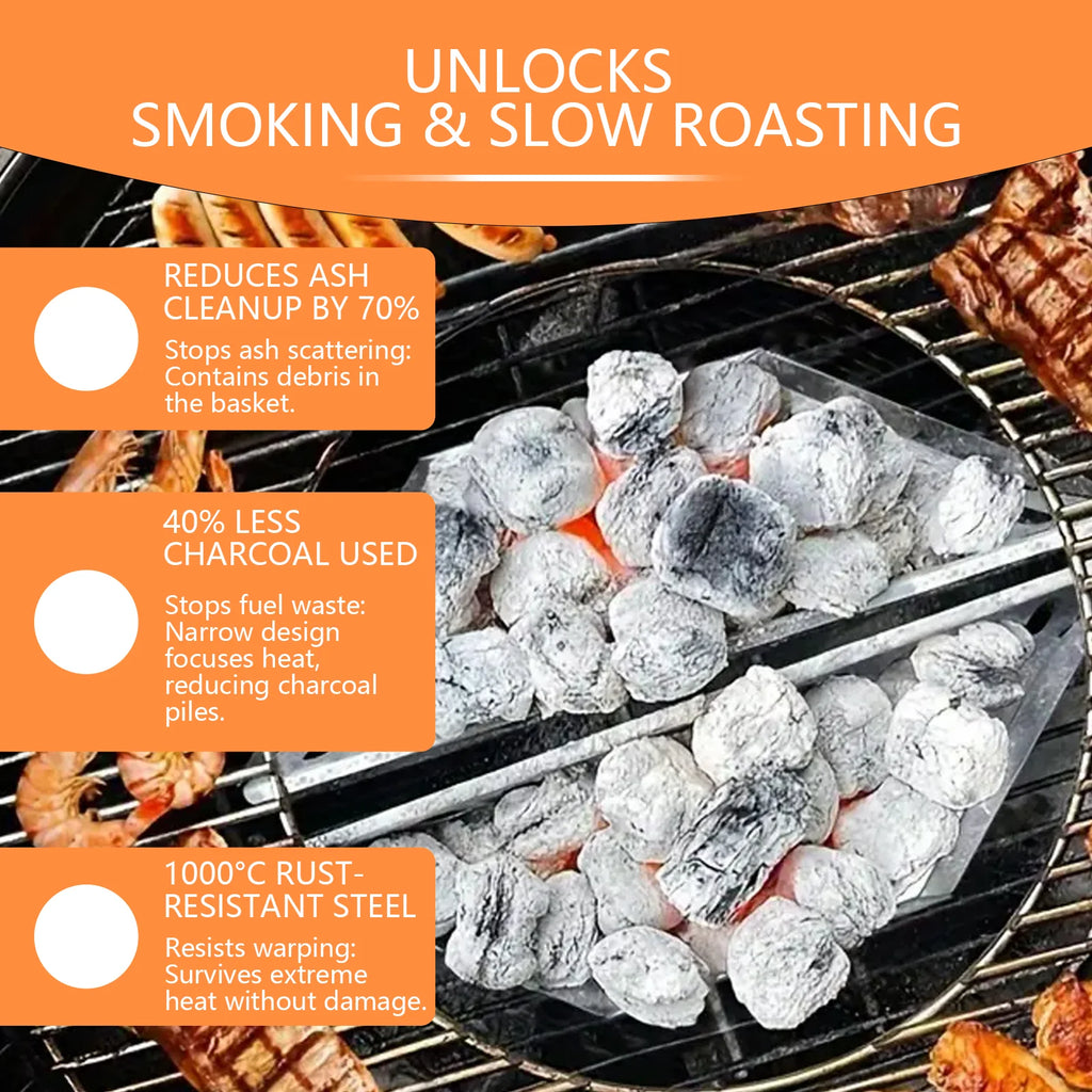 2PCS BBQ Stainless Steel Charcoal Basket for Weber Char-Basket Charcoal Holders Compatible with Weber 22 inch Charcoal Container