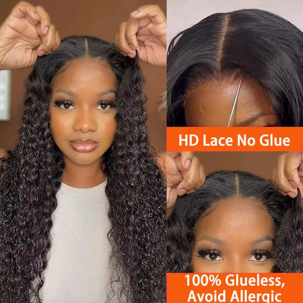 Glueless Wig Human Hair Ready To Wear Deep Wave Brazilian 6x4 5x5 Lace Closure Human Hair Wig Pre Plucked 200 Density