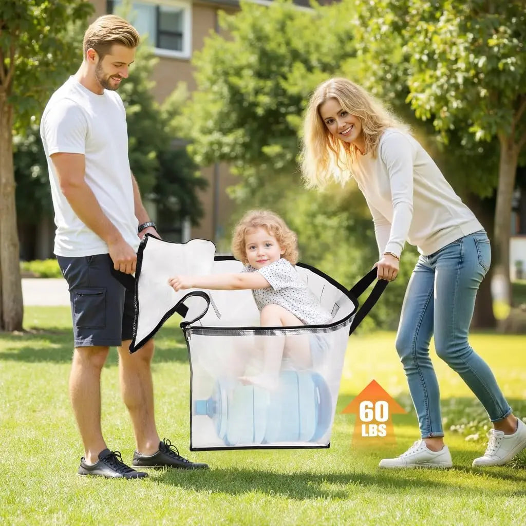 Extra Large 93L Moving Storage Bags, Heavy Duty with Strong Zippers & Handles, 8 Pack Clear Totes for Home Organization