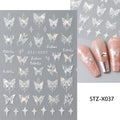 Black White Butterfly Laser Nail Stickers Y2K Nail Art Decoration Abstract Metal Lines Bronzing Lace Flowers Stickers For Nails