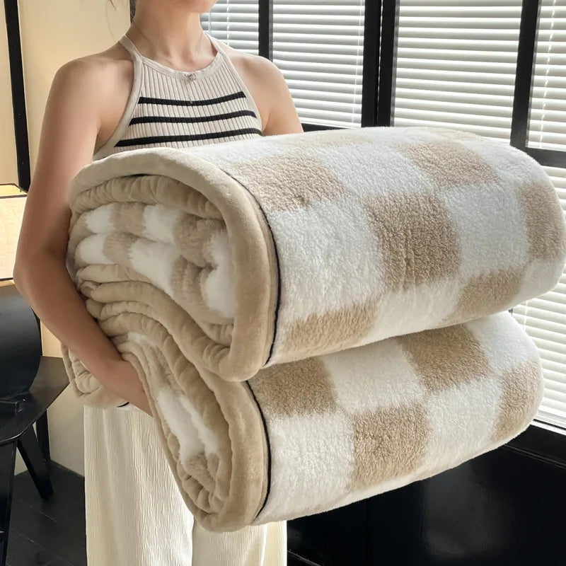 New Shumian velvet thickened warm coral velvet blanket, milk velvet long velvet light luxury blanket blanket