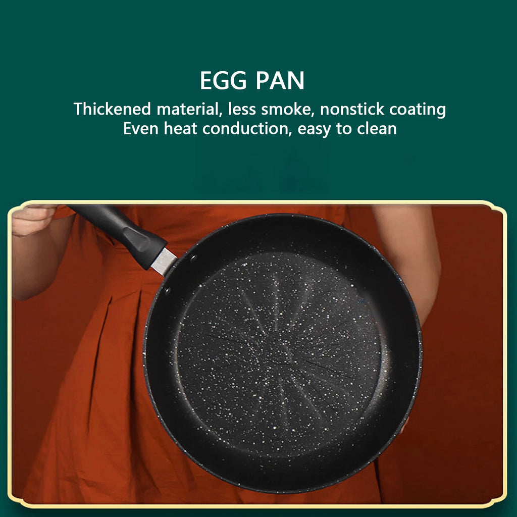 Frying Pan Stainless Steel Egg Pan Ergonomic Handle Fast Even Conduction Antistick Cooking Skillet for Bacon Steak Onion