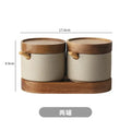 European Kitchen Spice Pepper Storage Bottle Round Ceramic Seasoning Jar with Wooden Lid Salt Pepper Jar Kitchen Tools Porcelain