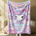 Kuromi Lolita Style Cartoon Blanket Cute Girlish Heart Flannel Throw Blanket Nap Blanket For Home Office Travel All-season Use