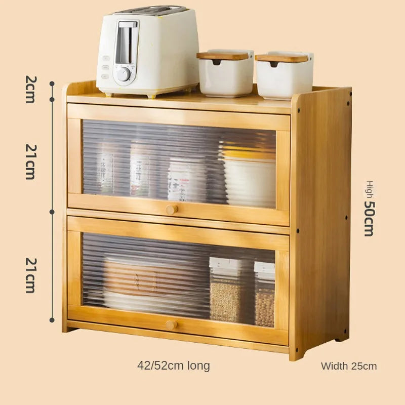 Wood Bathroom Countertop Cabinet for Kitchen Window Doors Multipurpose Storage for Spice Jars and Vanity Beauty