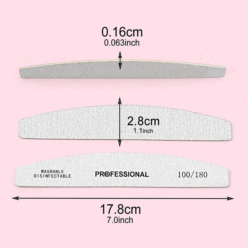 5-Piece Nail File Strips - Shape Nails, Smooth Edges, Remove Cuticles, Polish for Gel/Natural Nails