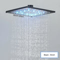 16 inch/40cm Black Rainfall Shower Head LED Light 16" Large Rainfall Faucet Head Square Brass Showerhead 3 Color Changing Head