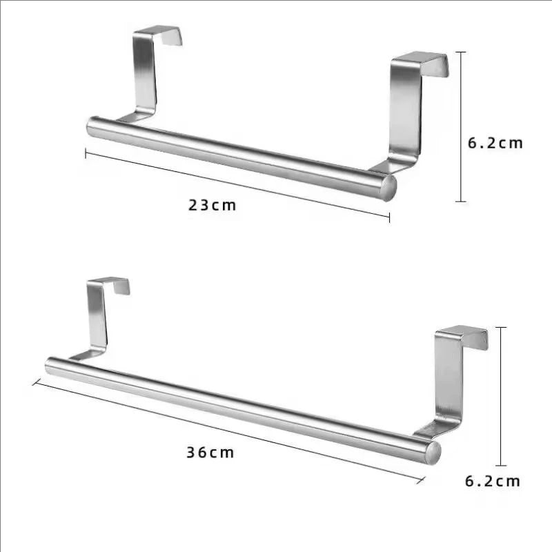 1pc Towel Rod Steel Metal Wire Over Cabinet Towel Rack Storage Organizer Bathroom Door Hanging Towel Rack Punch-free Rag Hanger