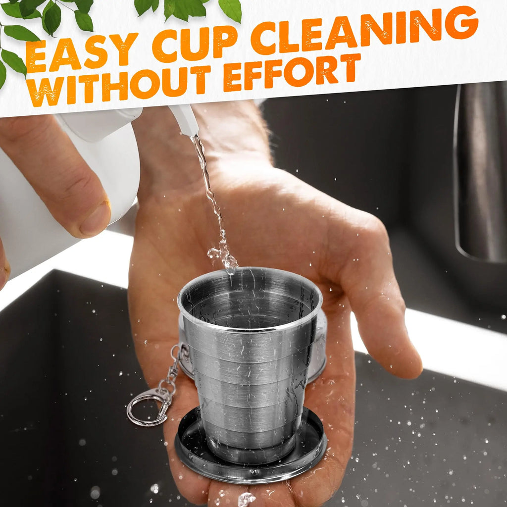 250ml Stainless Steel Retractable Cup Outdoor Travel Toiletry Cup Portable Creative Compression Cup Mini Handy Cup Folding Cup