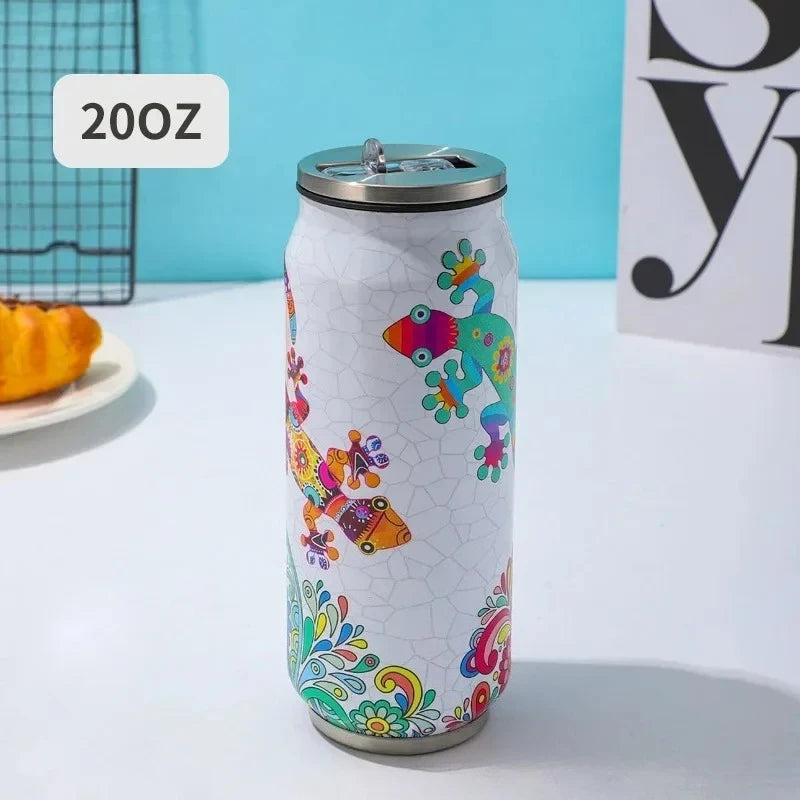 500ML 304 Stainless Steel Beer Cup Car Thermos Cola Can Cafe Beer Bottle Laser Printing Botella De Acero Inoxidable