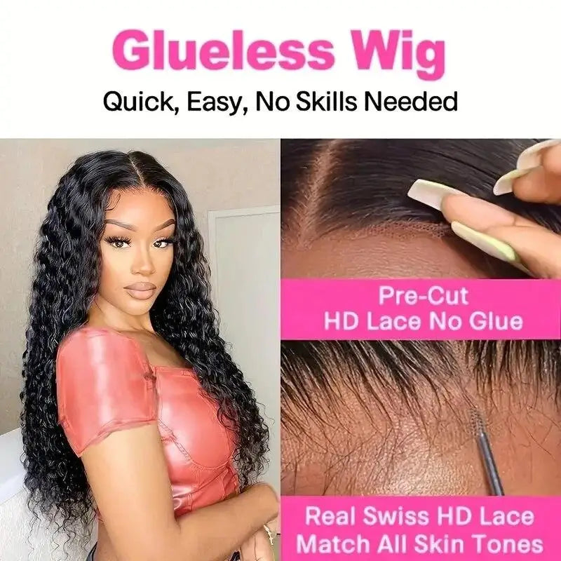 Glueless Wig Human Hair Ready To Wear Deep Wave Brazilian 6x4 5x5 Lace Closure Human Hair Wig Pre Plucked 200 Density