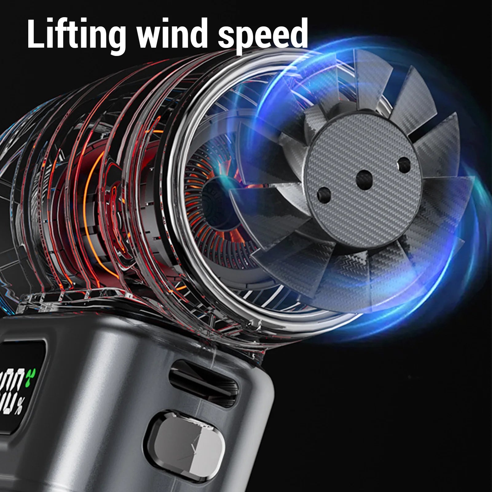 Violent Fan Digital Brushless Motor 6 Speed Adjustable 6000mAh Turbine Air Blower for Car House Computer Keyboard Outdoors