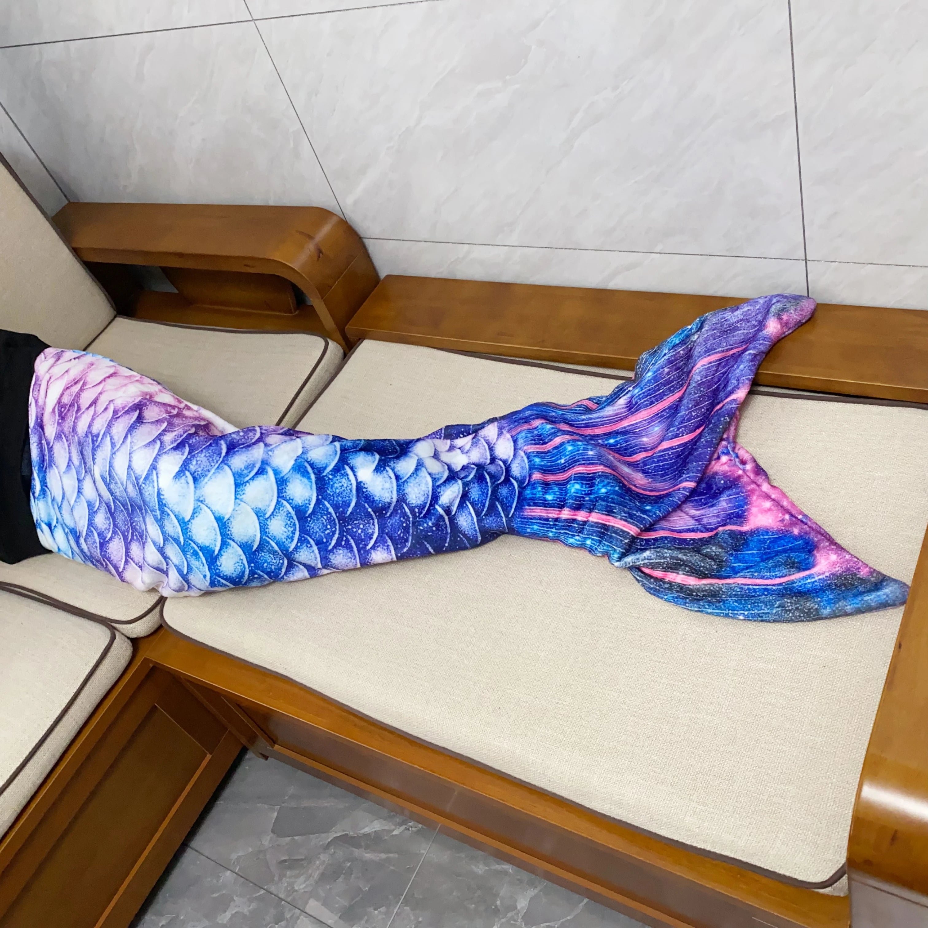 Mermaid Blanket Sleeping Bag Anti Kick Flannel Quilt Soft Fabric High Color Fastness Children Birthday Gift Fish Tail
