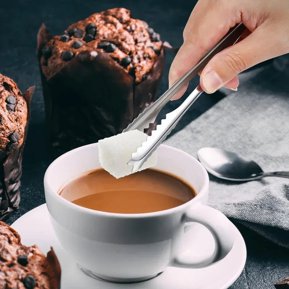Stainless Steel Ice Tongs Bread Cake Clamps Salad Coffee Sugar Cubes Clips for Restaurant Bar Party Serving Tongs Kitchen Tools