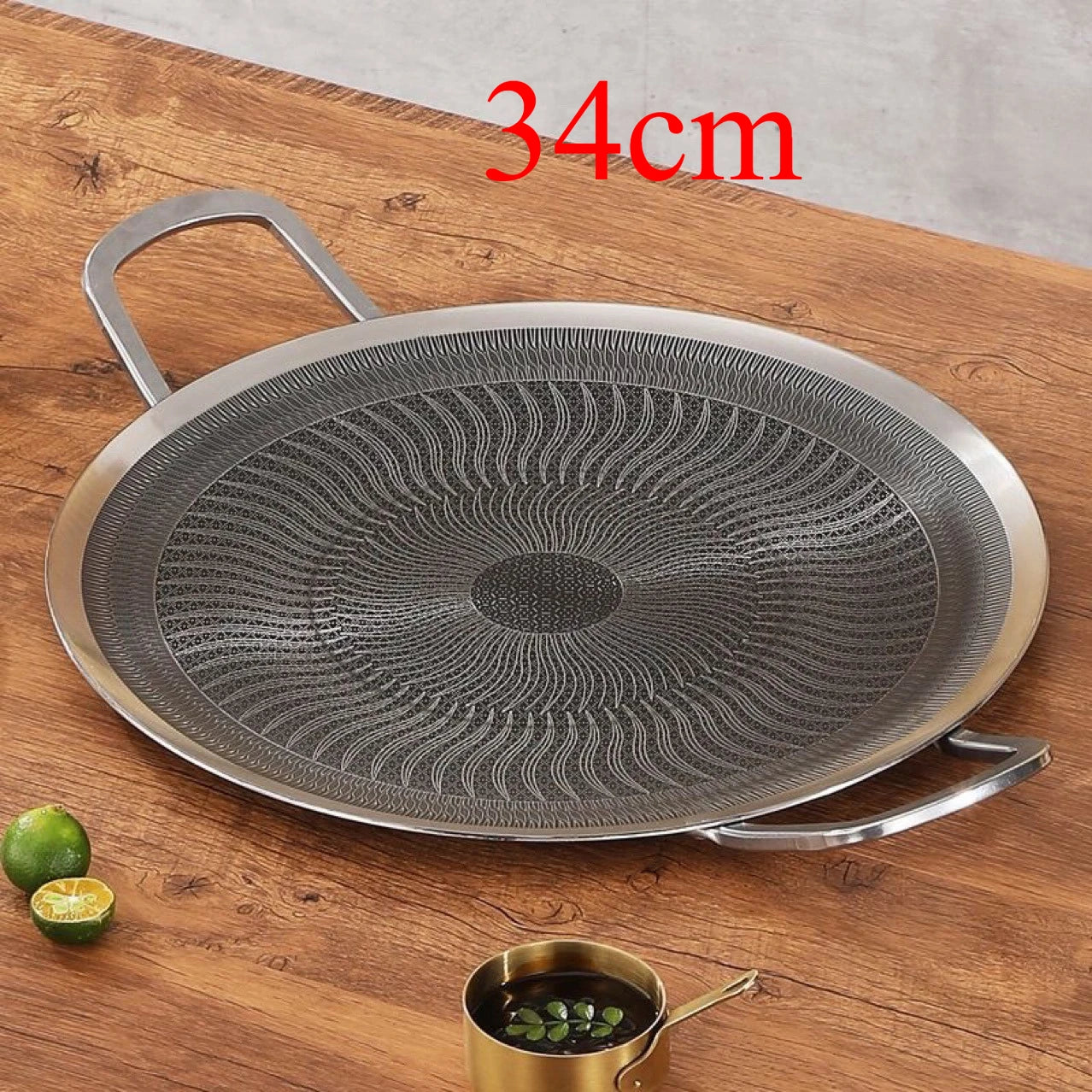 Stainless Steel Grill Pan for Outdoor BBQ, Camping, Korean BBQ, Compatible with Induction Stove & Gas Burner Stainless Steel