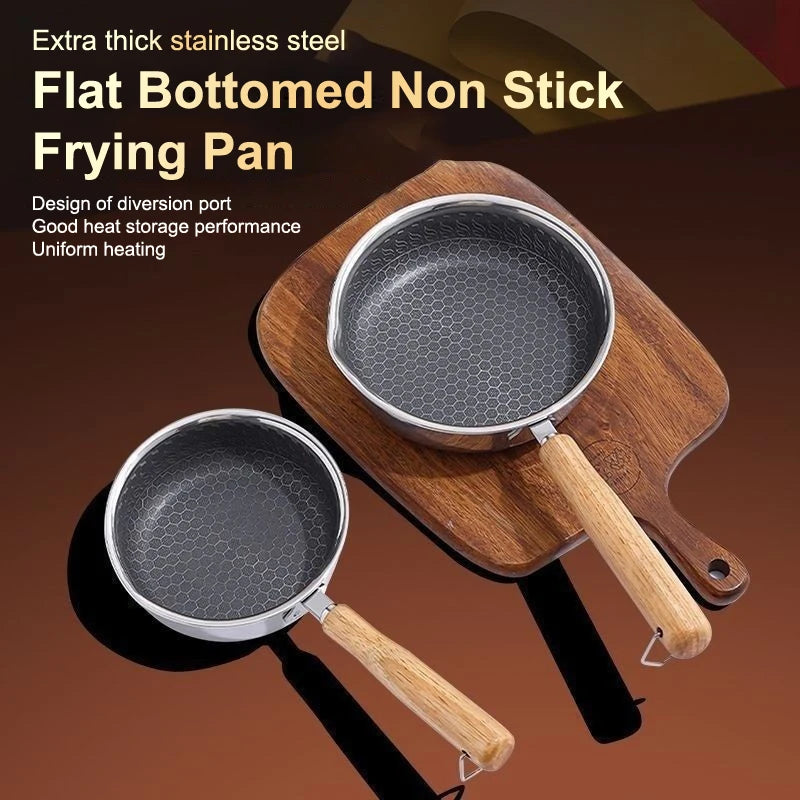 Outdoor Camping Stainless Steel Portable Pan, Non-Stick Omelette and Grill Pan
