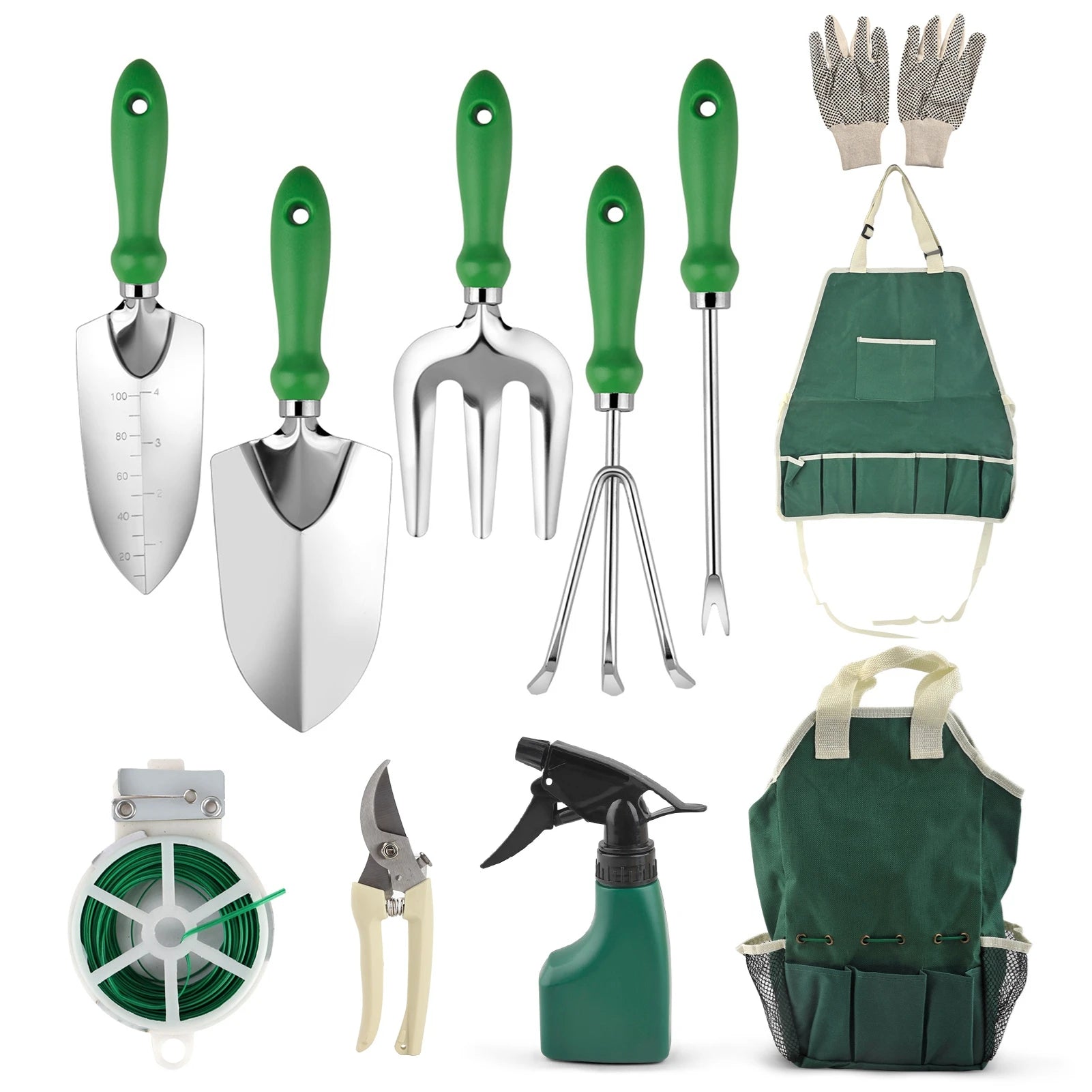 Garden Tool Set Outdoor Heavy Duty Gardening Work Set with Ergonomic Handle Garden Planting Tools Set 11 Piece Stainless Steel
