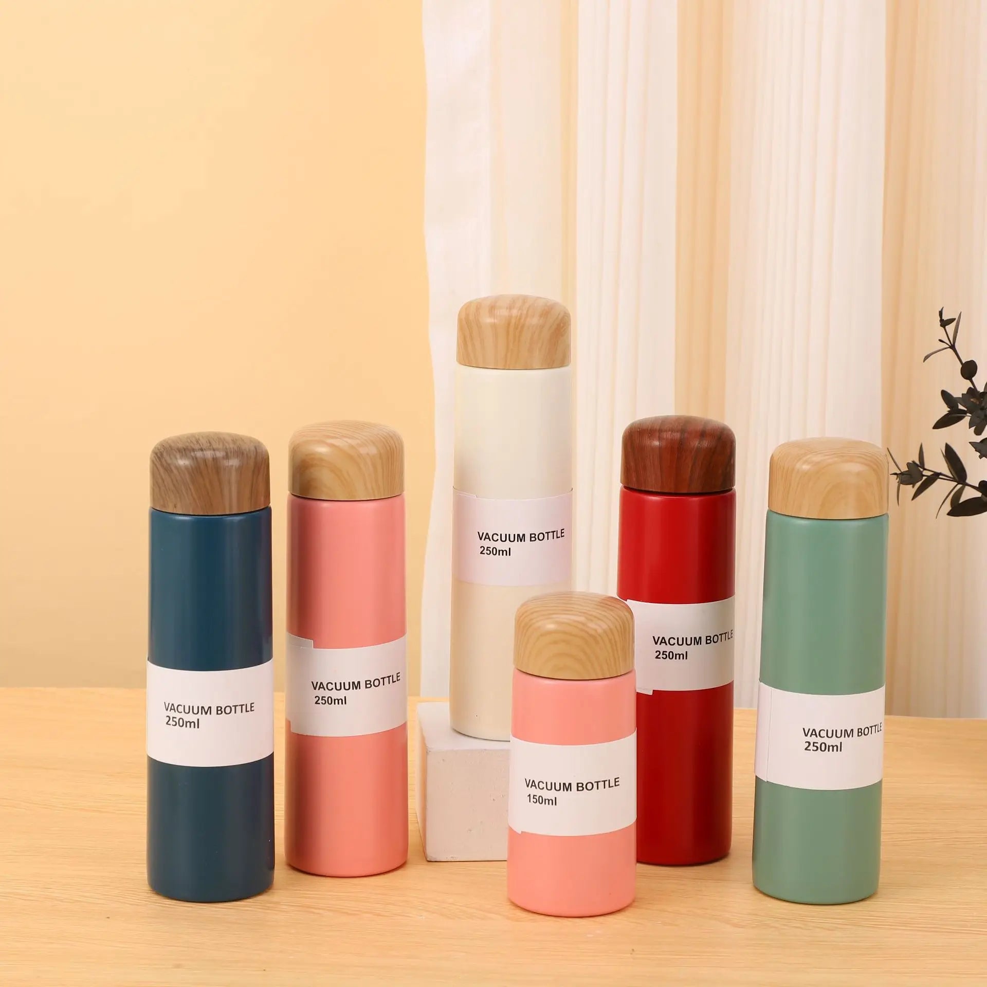 150ml/250ml Mini Cute Portable Stainless Steel Vacuum Flask Thermos | Wood Grain Lid Insulated Bottle | Small Travel Coffee Mug