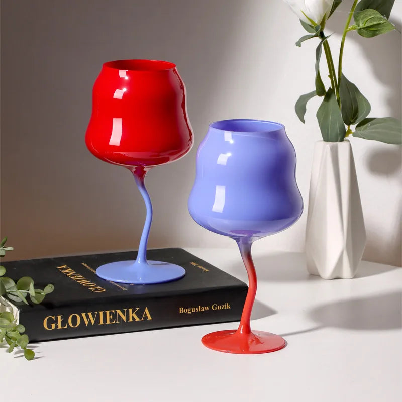 1PC Glass Wine Glass Creative Cute Macaron Goblet Christmas Crystal Glass Red Wine Home Hotel Supplies Mall Tableware