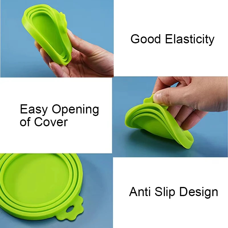 Reusable Pet Food Can Cover and Spoon Portable Dogs Cat Storage Tin Cap Lid Seal Cover Health Pet Supplies Pet Silicone Lids Can
