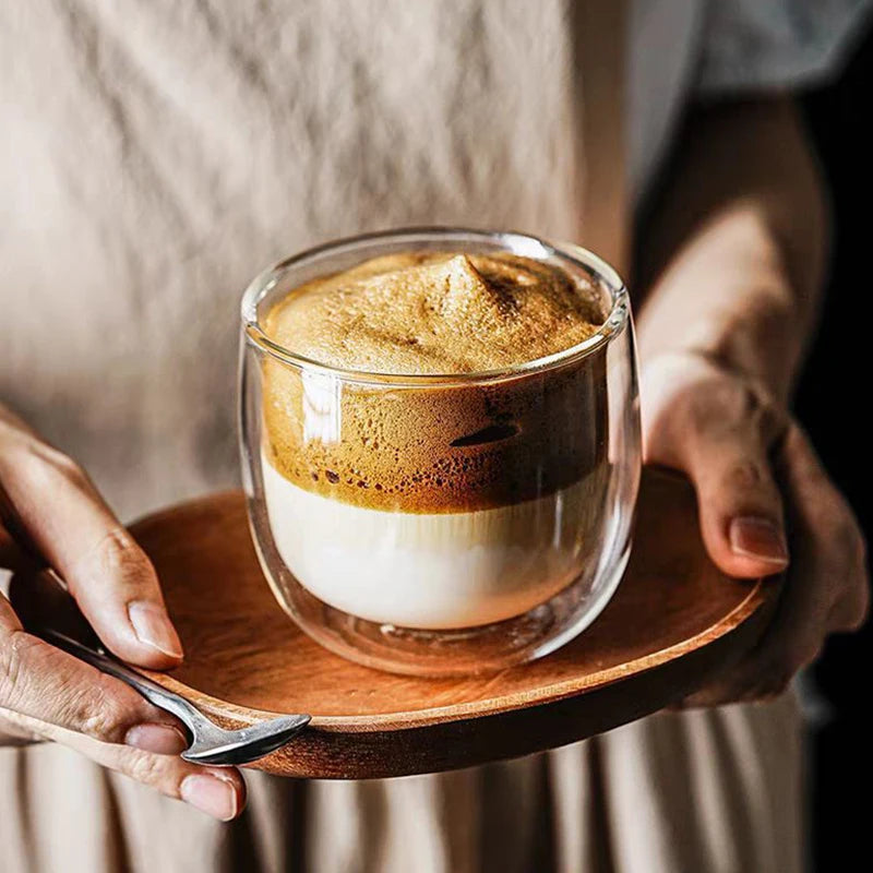 2/4pcs Glass Coffee Cup Set Double Walled Glass Mug Heat-resistant Milk Espresso Cup Cappuccino Mug Juice Tea Cup 240/300ML