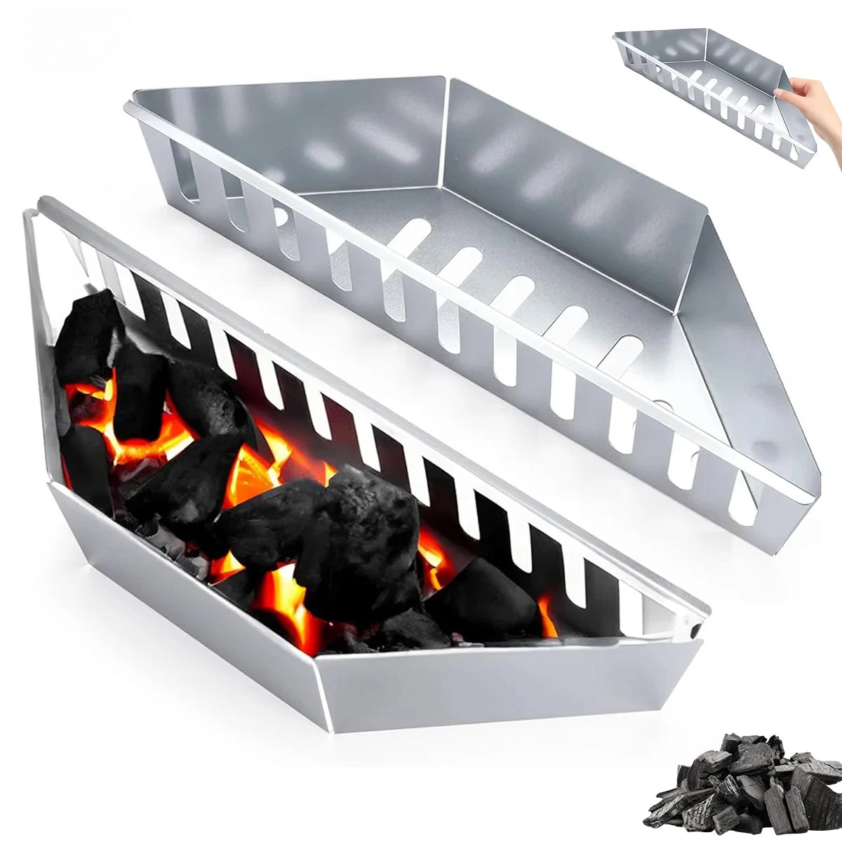 Stainless Steel Charcoal Basket BBQ Grilling Accessories for Grills and Kettles Charcoal Grill Accessories