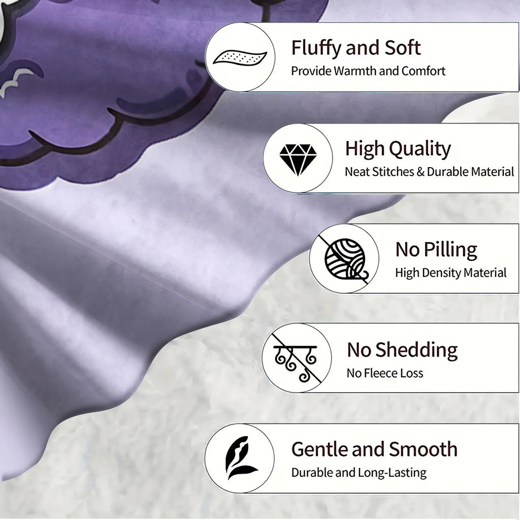 Purple Kuromi Flannel Blanket 2D Single Print Cute Breathable Durable Couch Bed Living Room Bedroom Home Decor Daily Use Blanket