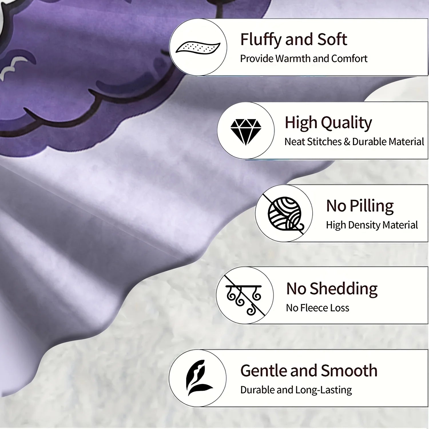 Purple Kuromi Flannel Blanket 2D Single Print Cute Breathable Durable Couch Bed Living Room Bedroom Home Decor Daily Use Blanket
