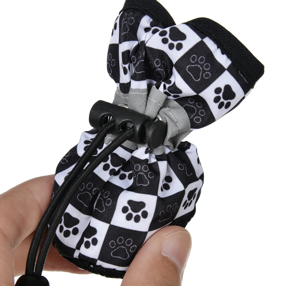 4pcs/set Winter Waterproof Dog Shoes Small Medium Dogs Soft Anti-slip Warm Adjustable Puppy Rain Boots Yorkshire Pug Supplies