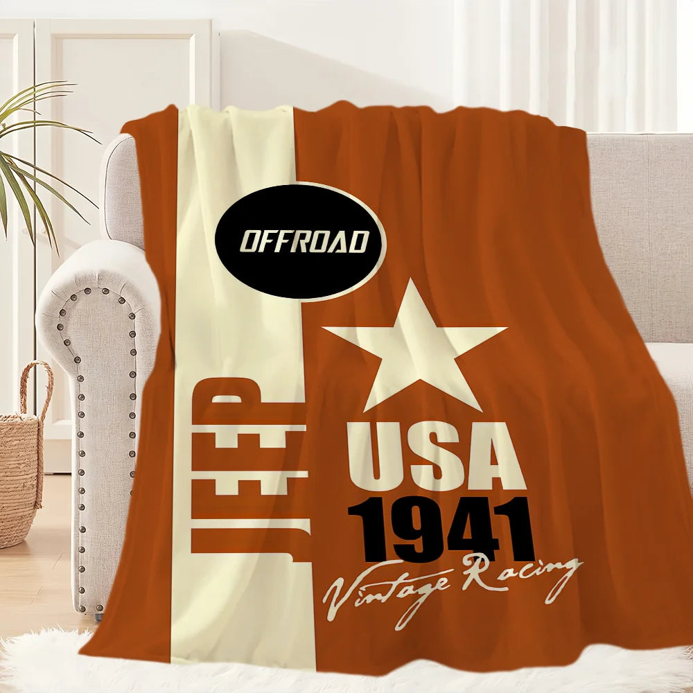 Fashion Logo Racing Cras J-Jeep Cool Blanket Plush Nap Sofa rug for Living Room Office Bedroom Birthday Home Travel Kid Gifts