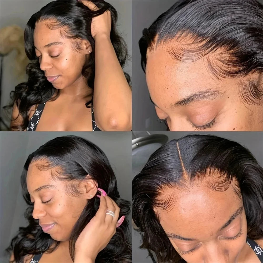 Brazilian Body Wave Short Bob Human Hair 13x4 Transparent Lace Front Human Hair Wigs 4x4 Lace Closure Pre Plucked Frontal Wigs