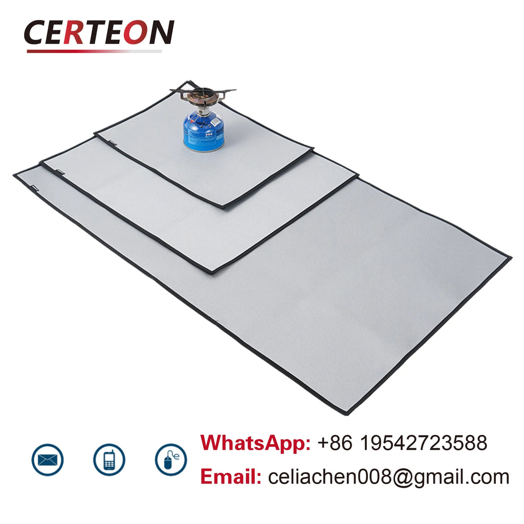 Portable Fireproof Mat Multi Size Silicone Coated Fiberglass Heat Shield for Fire Pit BBQ Patio Camping Deck Protection