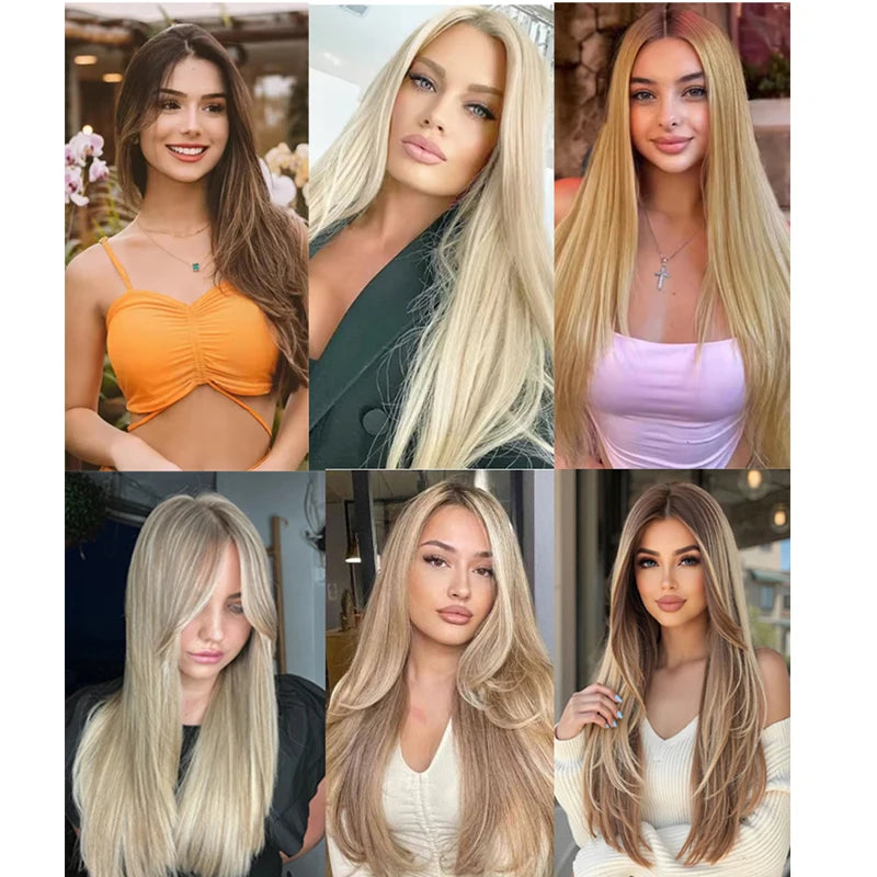 Synthetic Wig Women's Traceless Invisible U-shaped  Layered  Straight Hair With Inner Buckle Long Curly Hair Natural