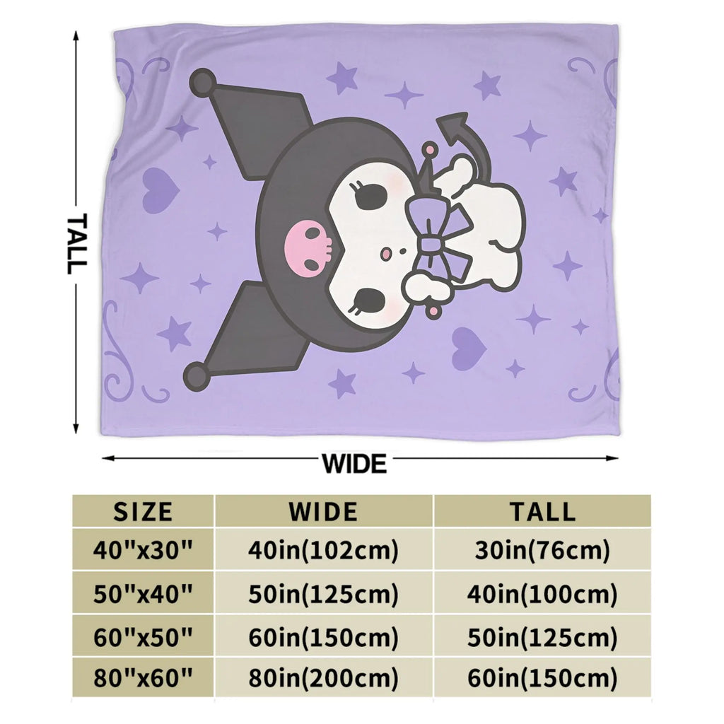 Kuromi Cute Cartoon Blanket Fleece Decoration  Portable Super Warm Throw Blanket for Home Outdoor Quilt