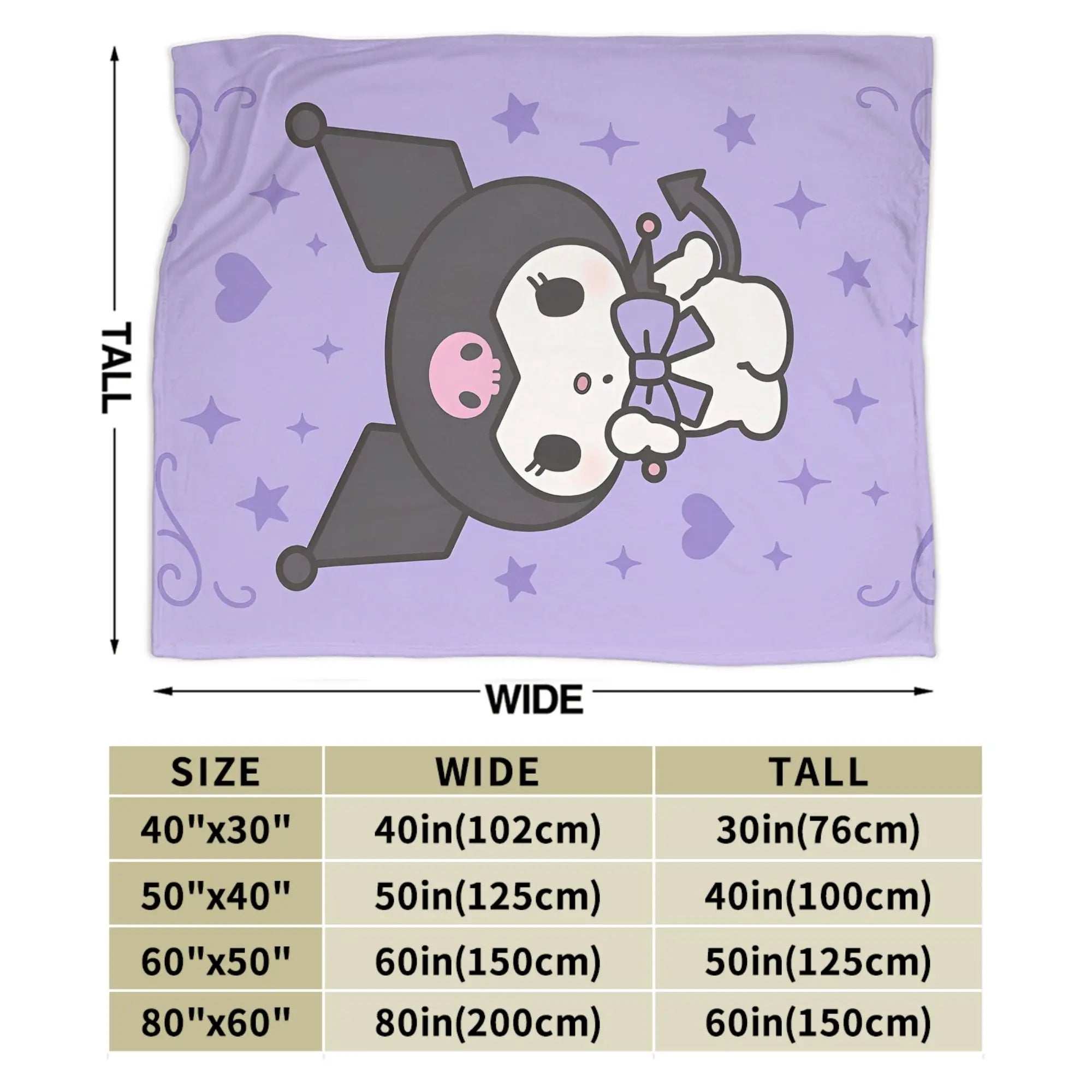 Kuromi Cute Cartoon Blanket Fleece Decoration  Portable Super Warm Throw Blanket for Home Outdoor Quilt