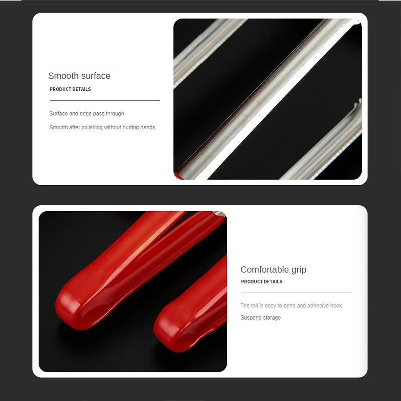 Stainless Steel BBQ Tongs Salad Food meat vegetable red glue Clips Bread Pasta Serving Tongs Non-Stick Kitchen Cooking Tools