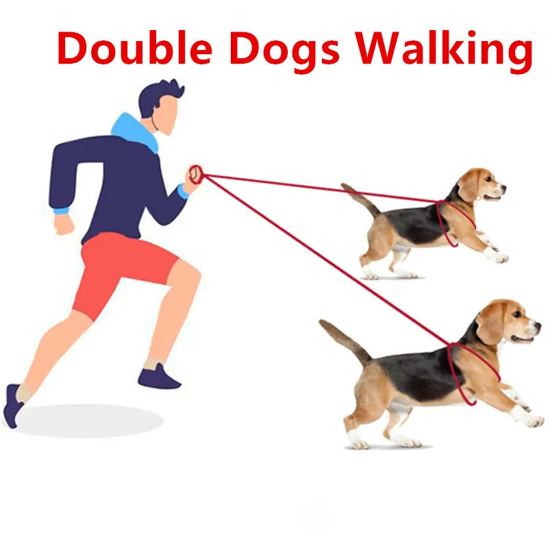 Dog Leash Hands Free Dog Leash Multi Functional Double Leashes for 2 Dogs Walking Reflective Dogs Leashes Running Pet Chain Rope