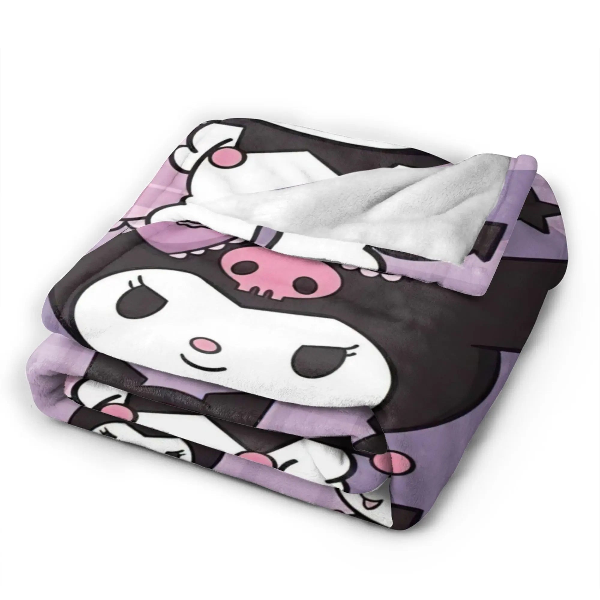 Purple Kuromi Blankets Kawaii Cartoon Wool Awesome Breathable Throw Blankets for Bedspread Autumn/Winter