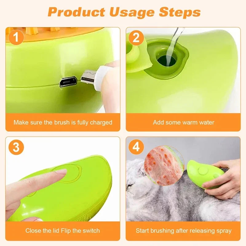 3-in-1 Dog Hair Cat Hair Brush Electric Pet Cleaning Brush Steam Spray Brush Massage Hair Removal Comb Anti Flying Brushes