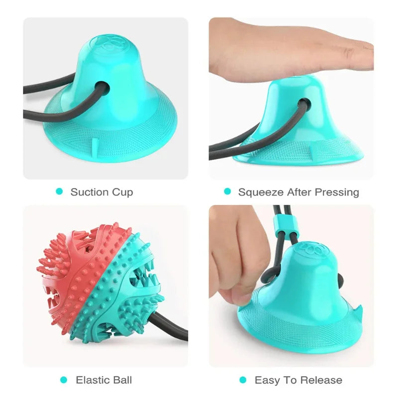 Dogs Food Toys Silicon Suction Cup Tug Interactive Dog Ball Toy For Pet Chew Bite Tooth Cleaning Toothbrush Feeding Pet Supplies
