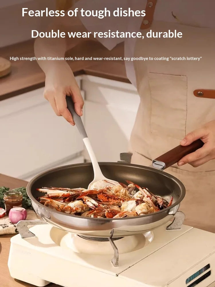 28cm 30cm Titanium Pan Non-stick Frying Pan Household Wok Steak Frying Pan Induction Cooker Gas Stove Special Wok Frying
