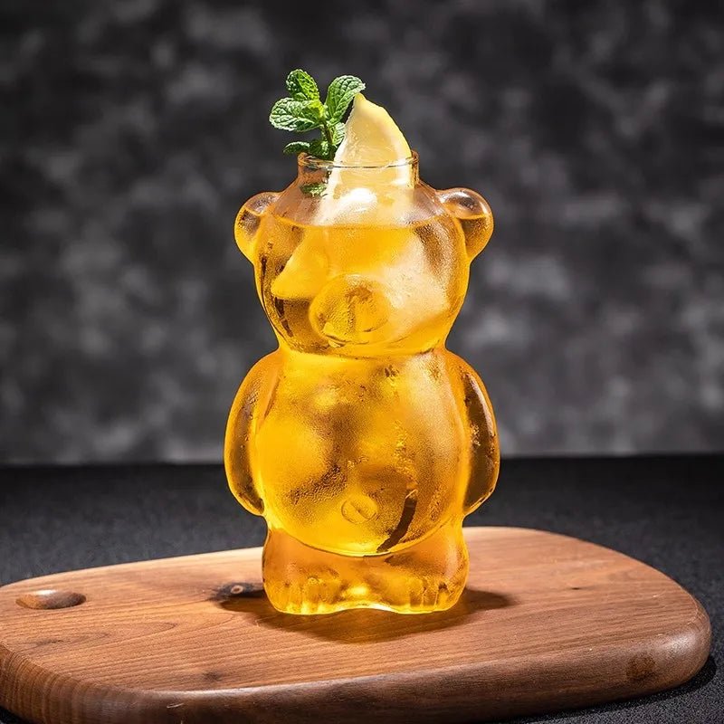 300ml Creative Bear High Borosilicate Glass Cup With Straw Clear Juice & Cocktail Glass Heat-resistant Milk Coffee Cup For Home