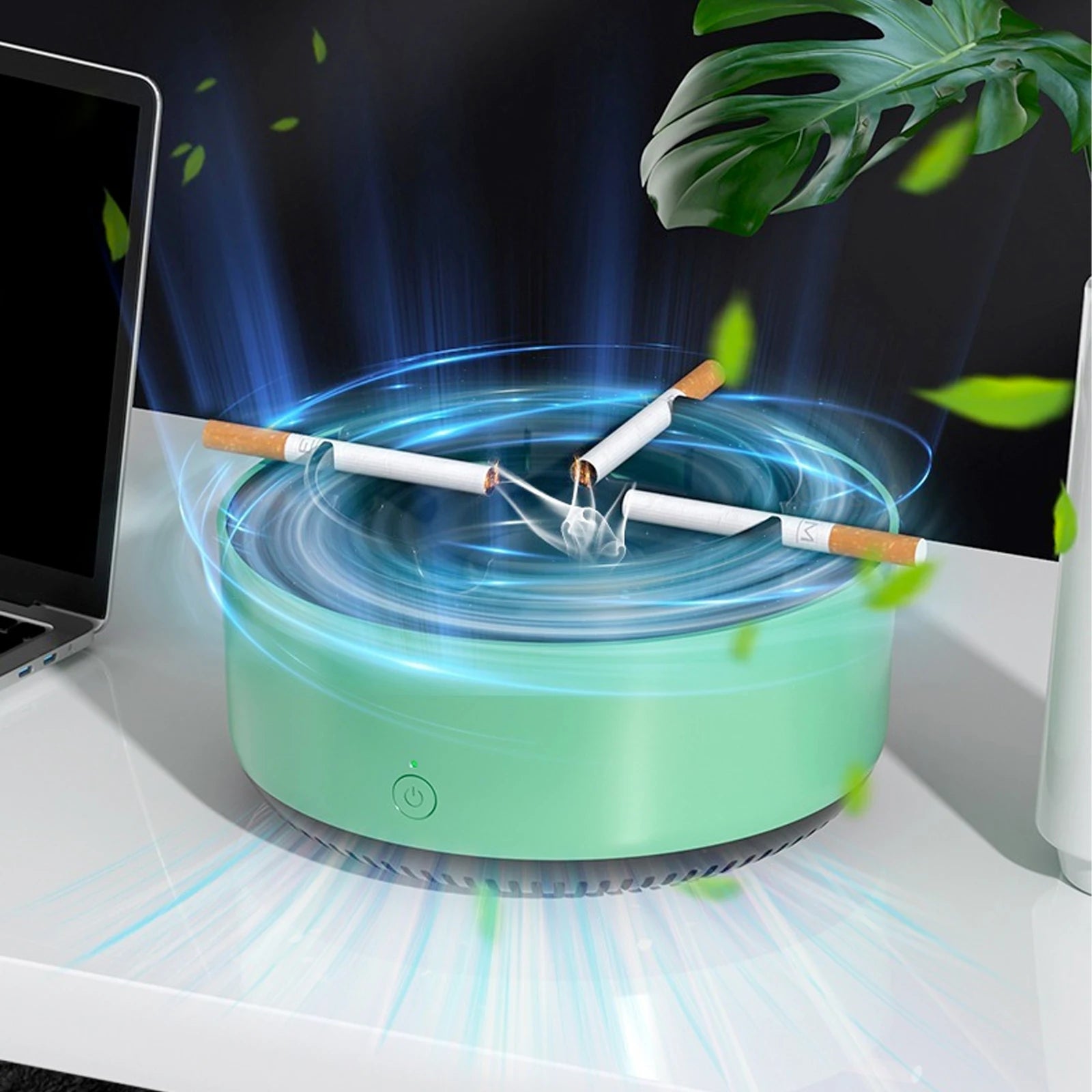 2-in-1 Intelligent Smoke-free Ashtray, Instantly Eliminates The Smell Of Second-hand Smoke, Does Not Include Batteries, Suitable